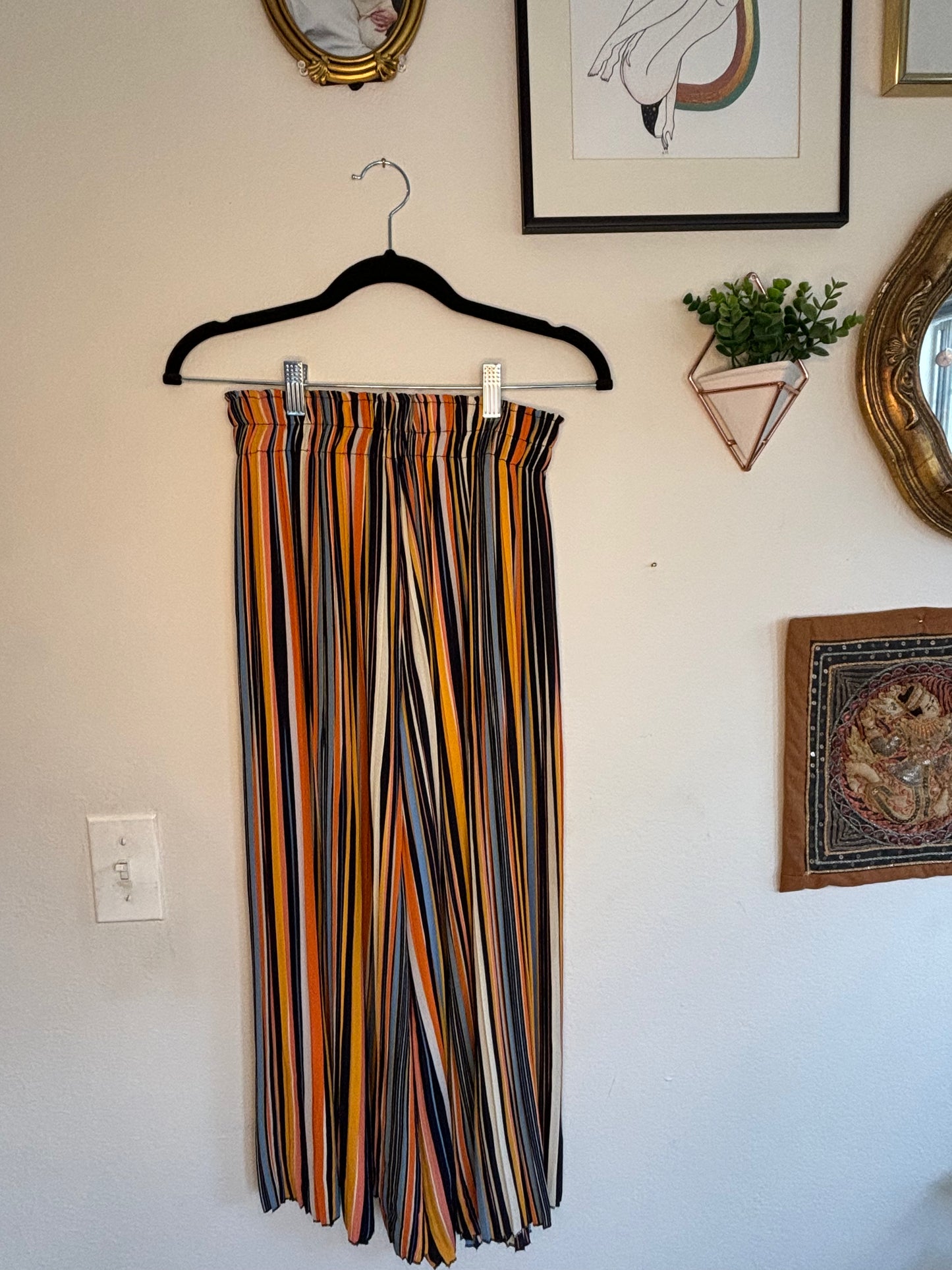 Pleated Stripe Palazzo Pants