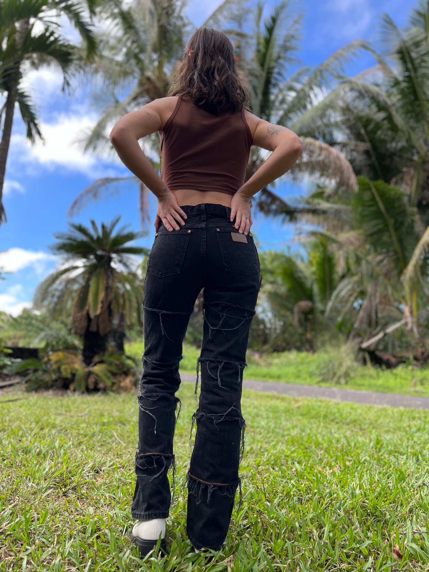 Wavy Black Denim Jeans