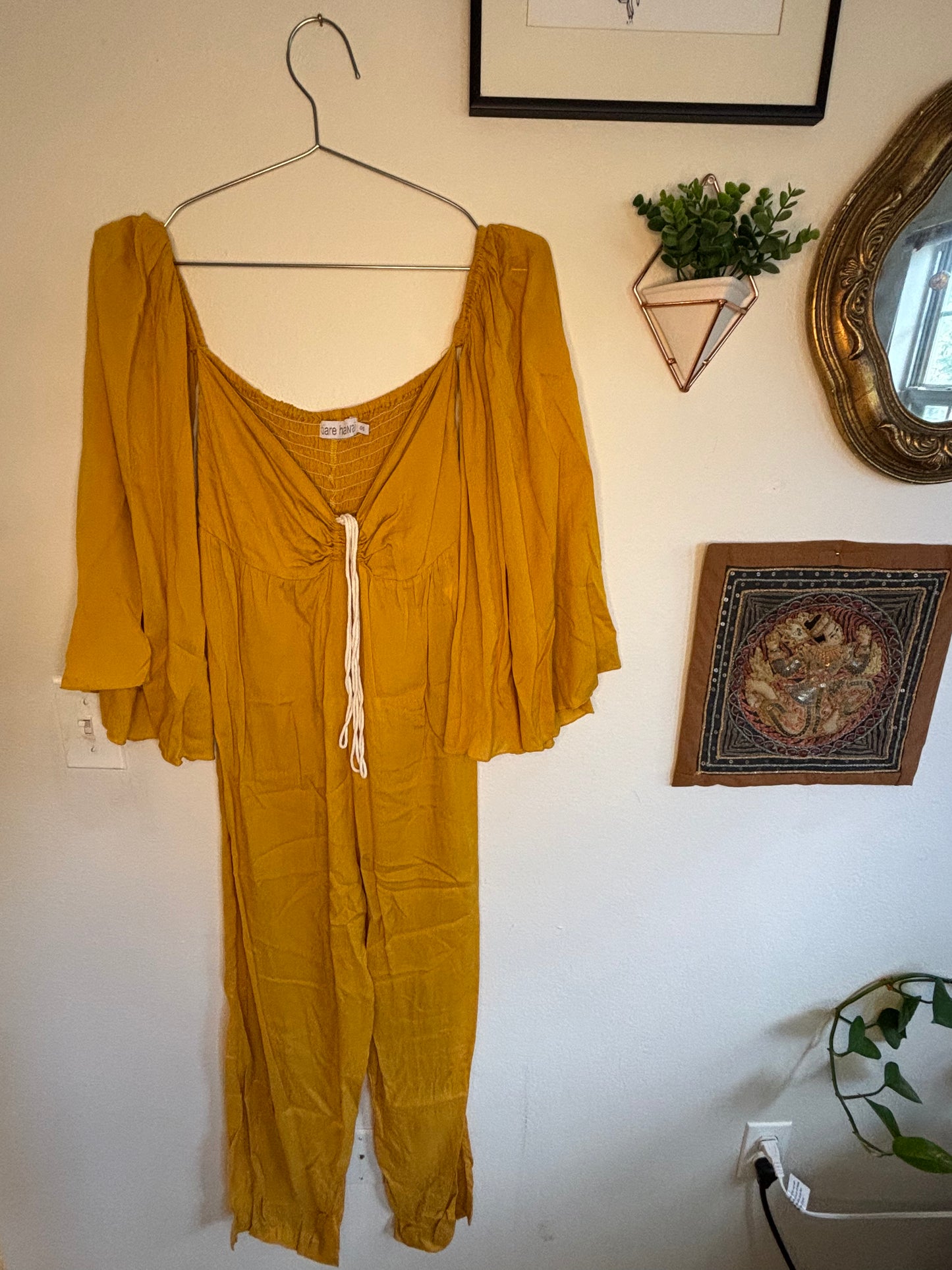 Yellow Off the Shoulder Jumpsuit