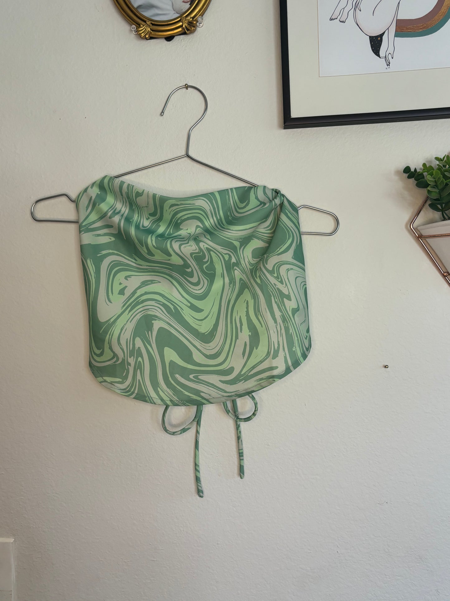 Green Swirl Halter Top