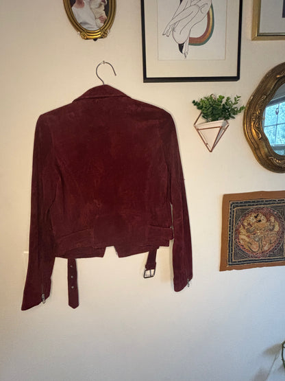 VIGOSS Maroon Moto Leather Jacket