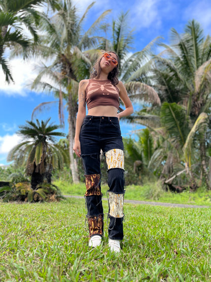 Wavy Black Denim Jeans