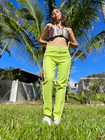 Neon Green Fray Jeans