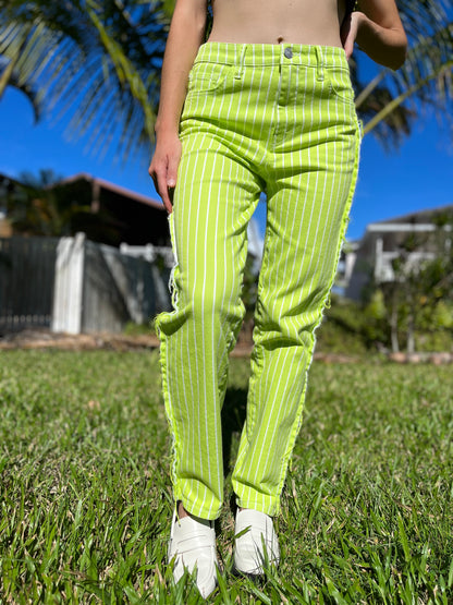 Neon Green Fray Jeans