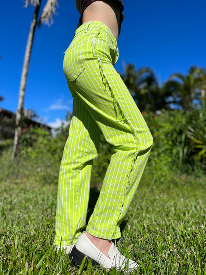 Neon Green Fray Jeans