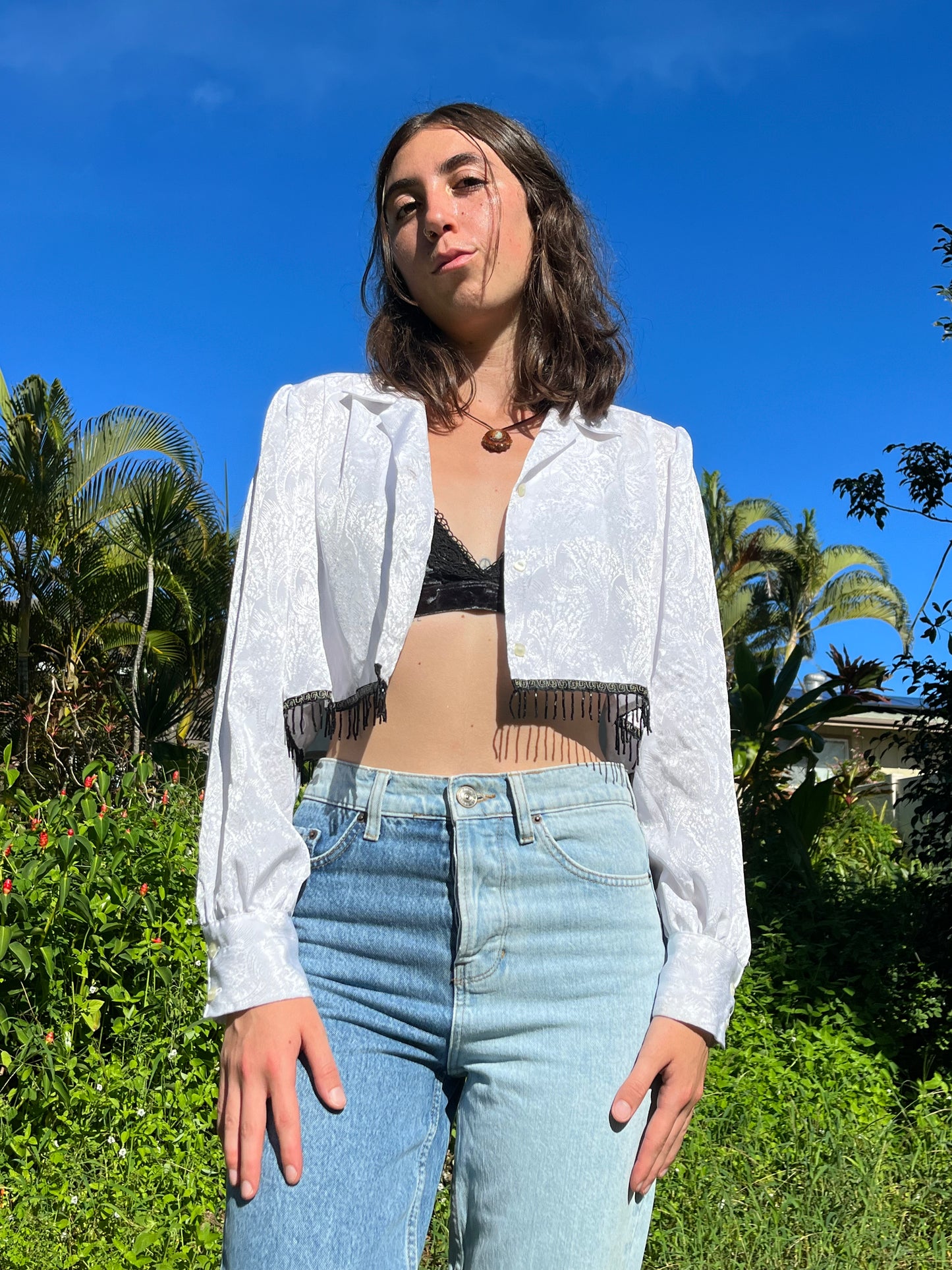 Elegant White Tassel Top