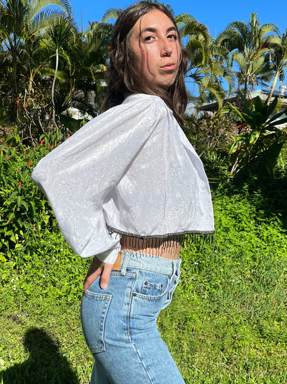 Elegant White Tassel Top