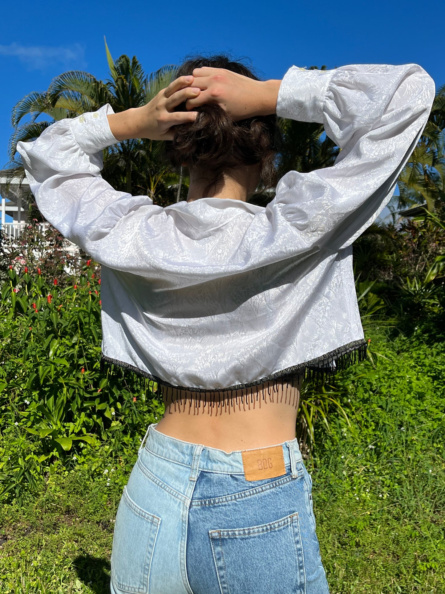 Elegant White Tassel Top