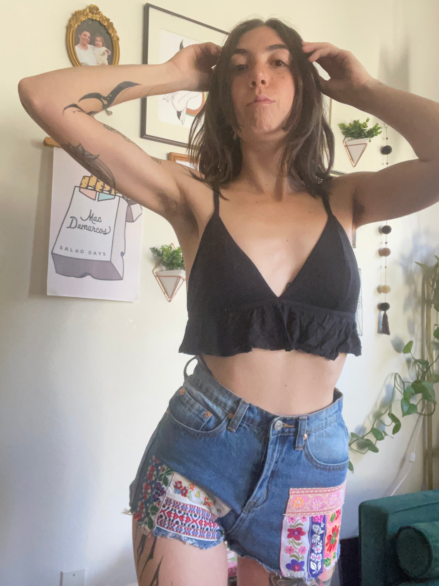 Patchwork Denim Shorts