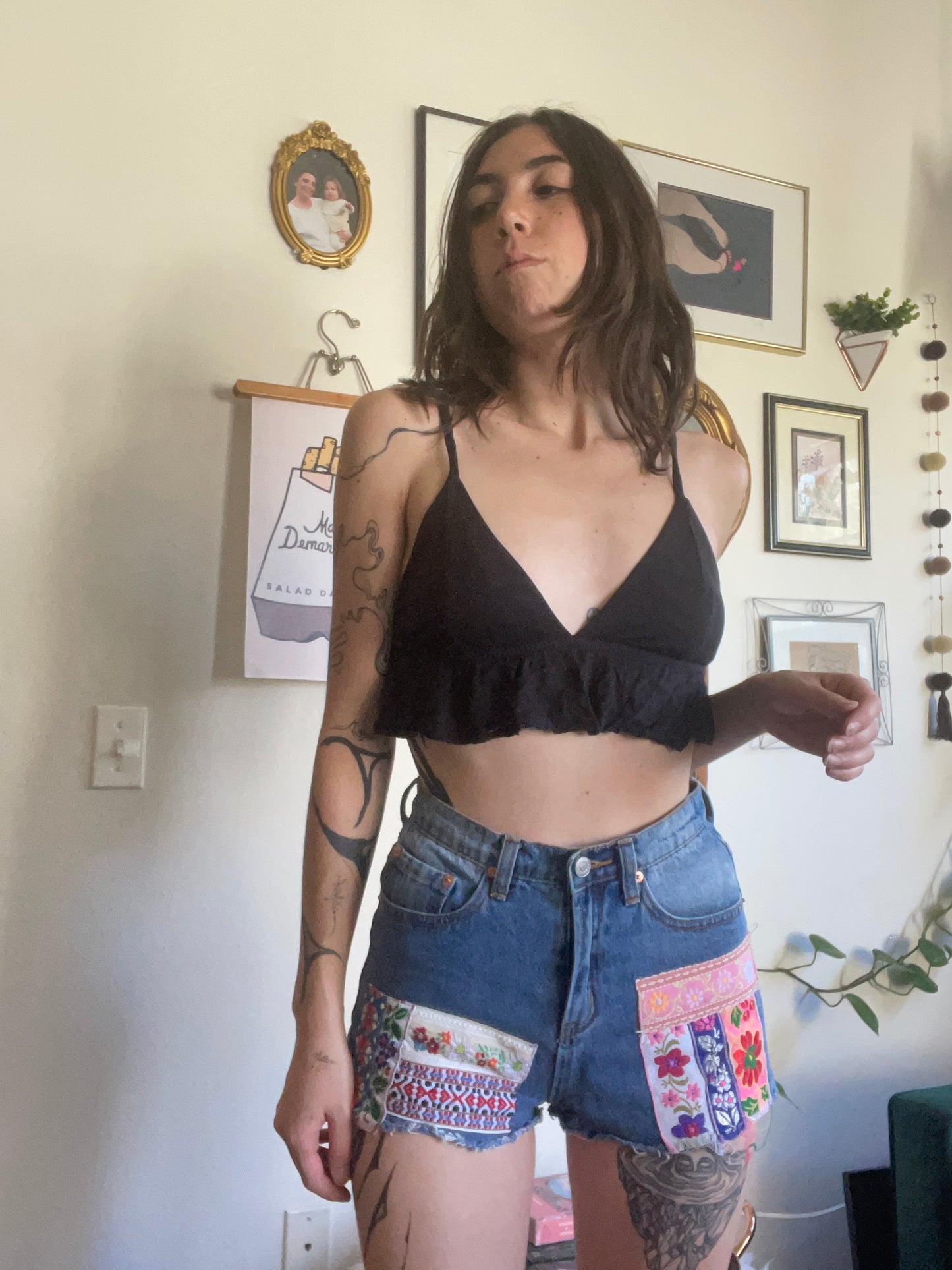 Patchwork Denim Shorts