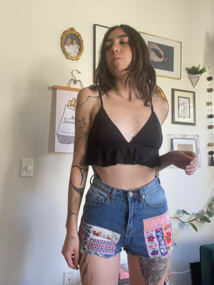 Patchwork Denim Shorts