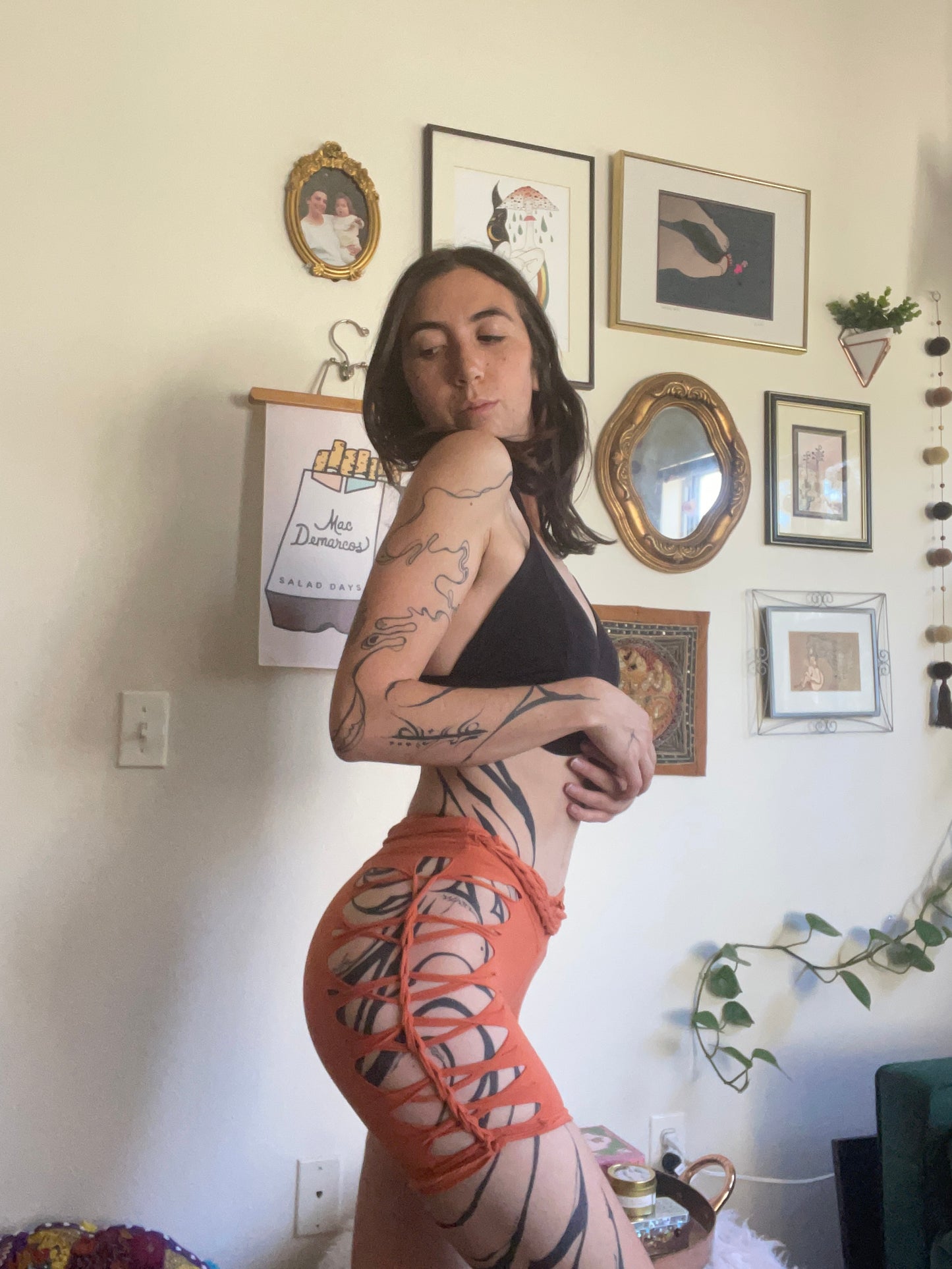 Orange Braided Shorts