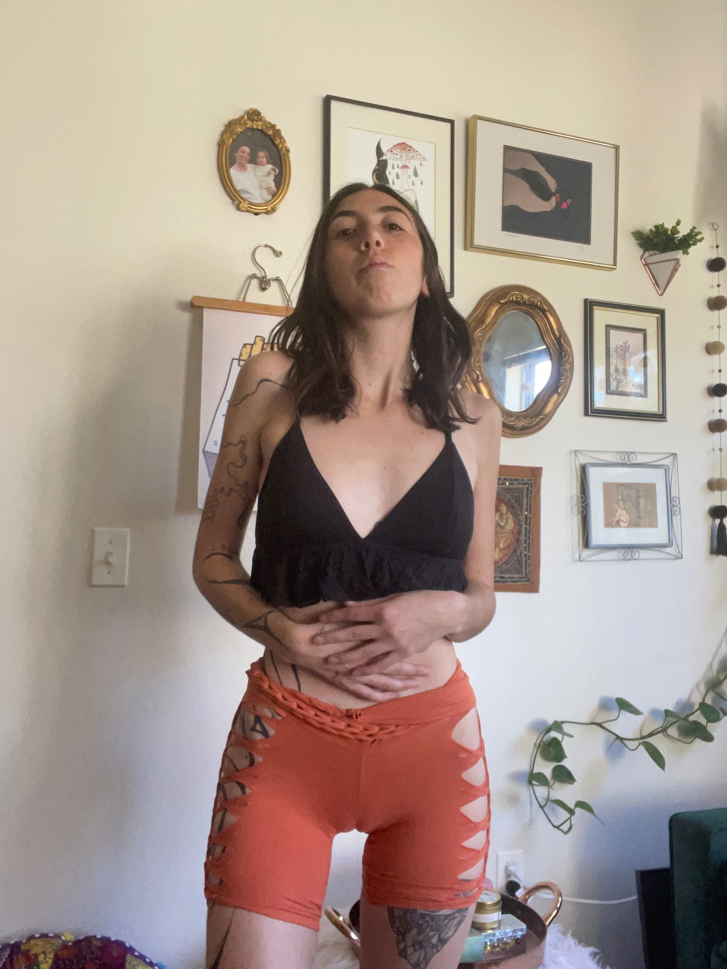 Orange Braided Shorts