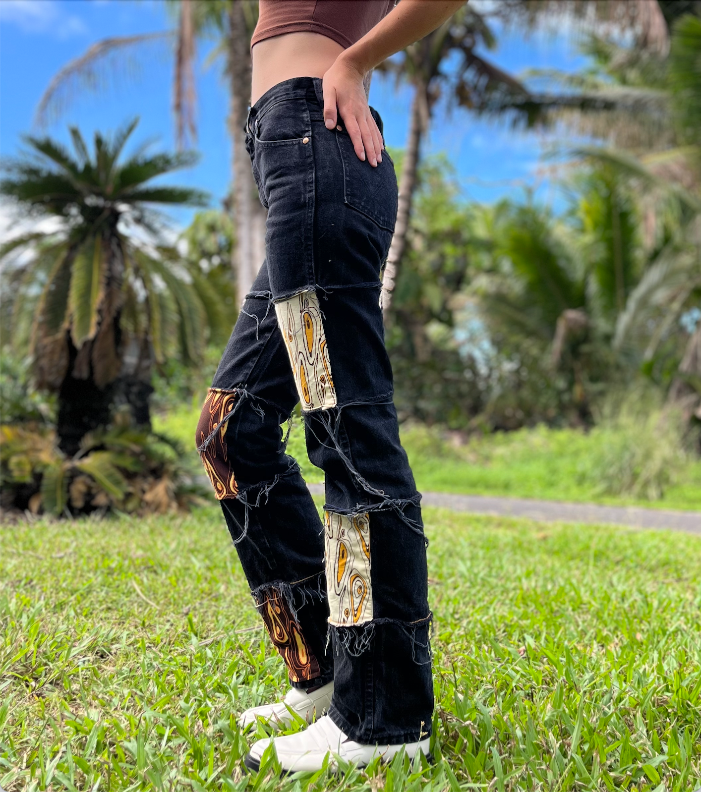 Wavy Black Denim Jeans